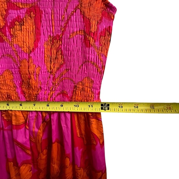 Sugarlips Passion Punch Giza Glare Smock Tiered Fuscia Floral Midi Dress SZ XS - Picture 6 of 16